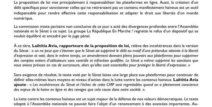 🗞️ CP : Pas d’accord avec les sénateurs sur la #PPLCyberhaine.