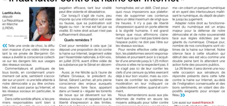 🗞️ TRIBUNE – ” Il faut lutter contre la haine sur Internet “